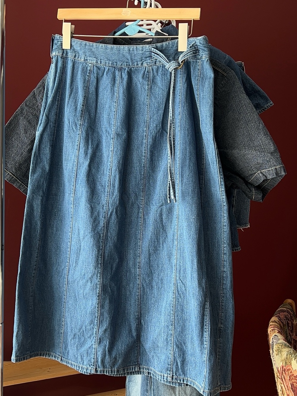 Christopher & Banks Denim Midi Skirt in Light Blue